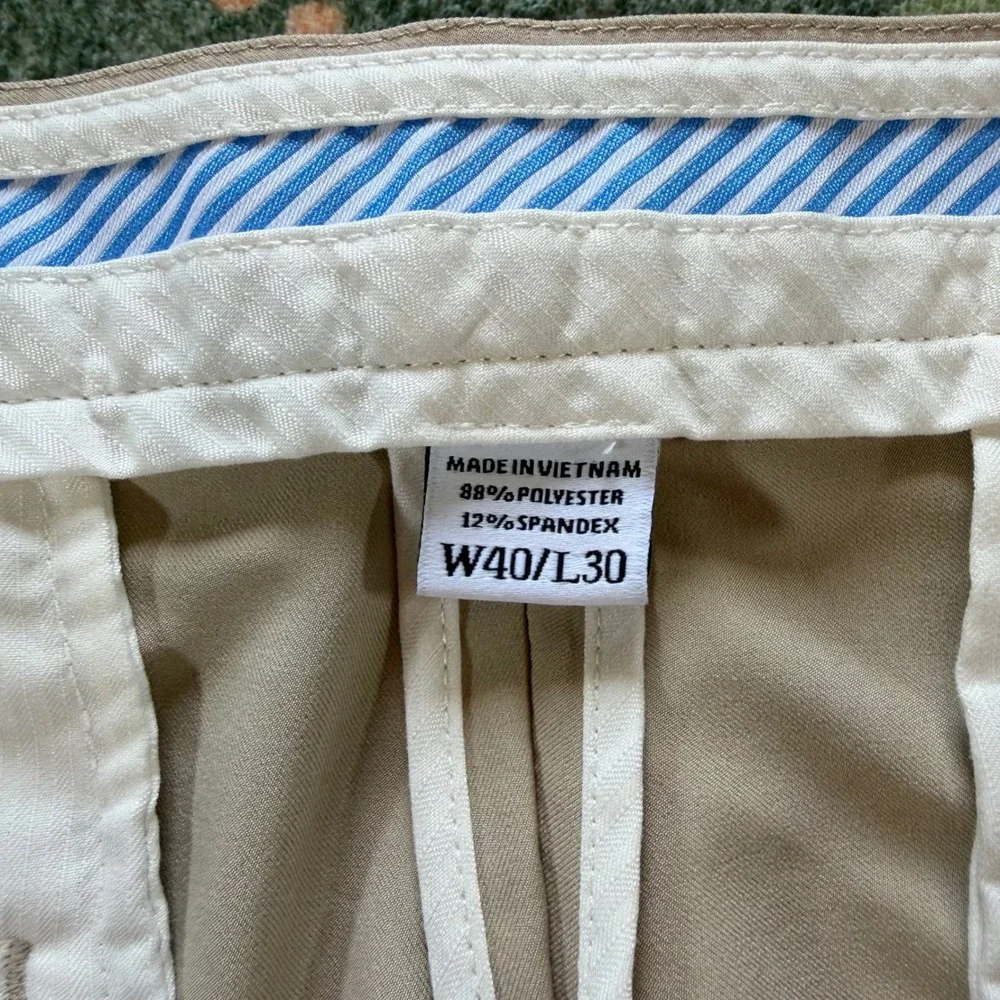 FootJoy Mens Performance Golf Pants Khaki Tan W40 L30 Stretch Flat Front FJ